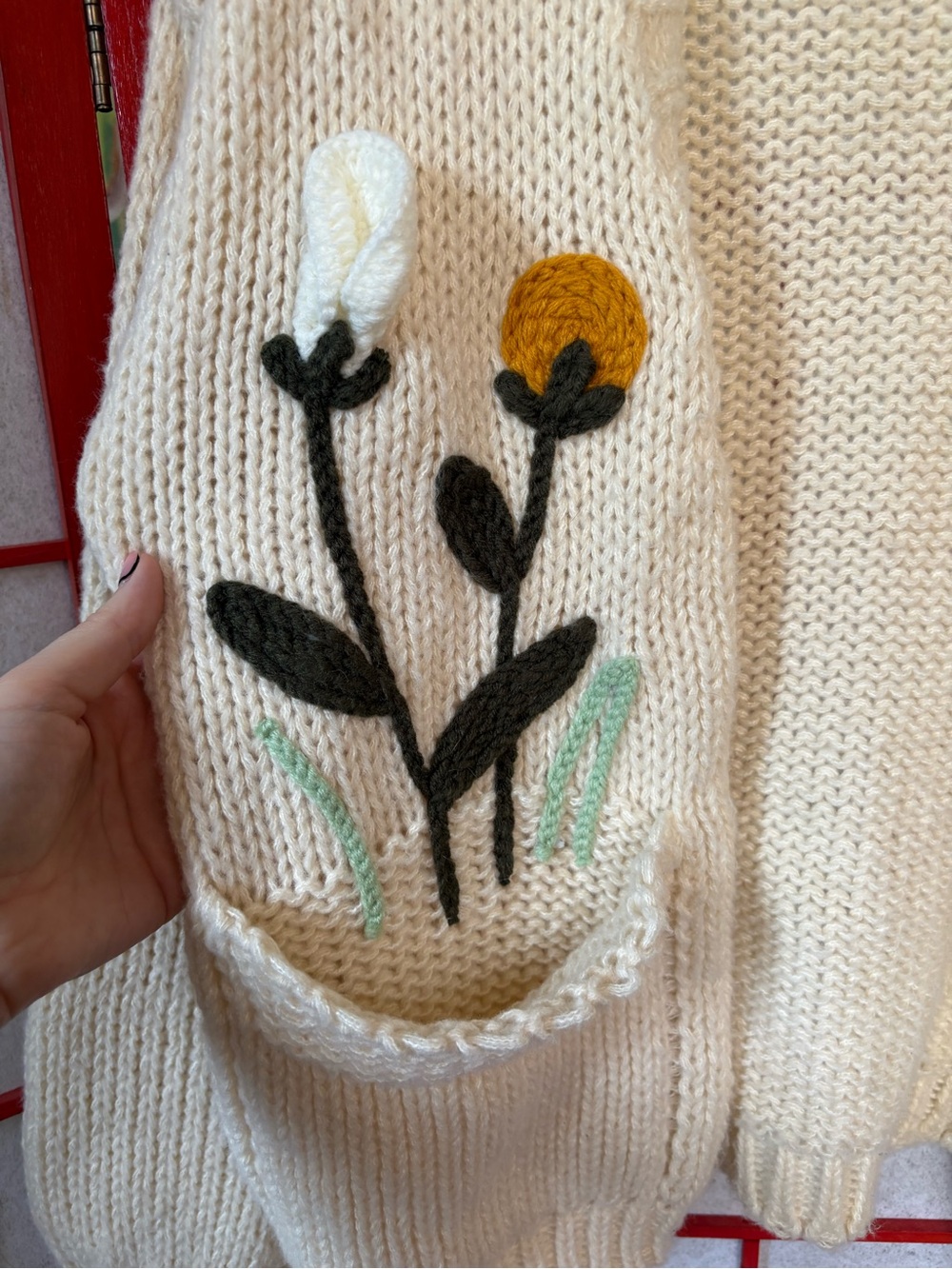 Mello Cream Floral Crochet Open Cardigan - Picture 3 of 7